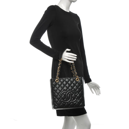 Chanel Caviar Quilted Petit Shopping Tote PST Black 2 of 7