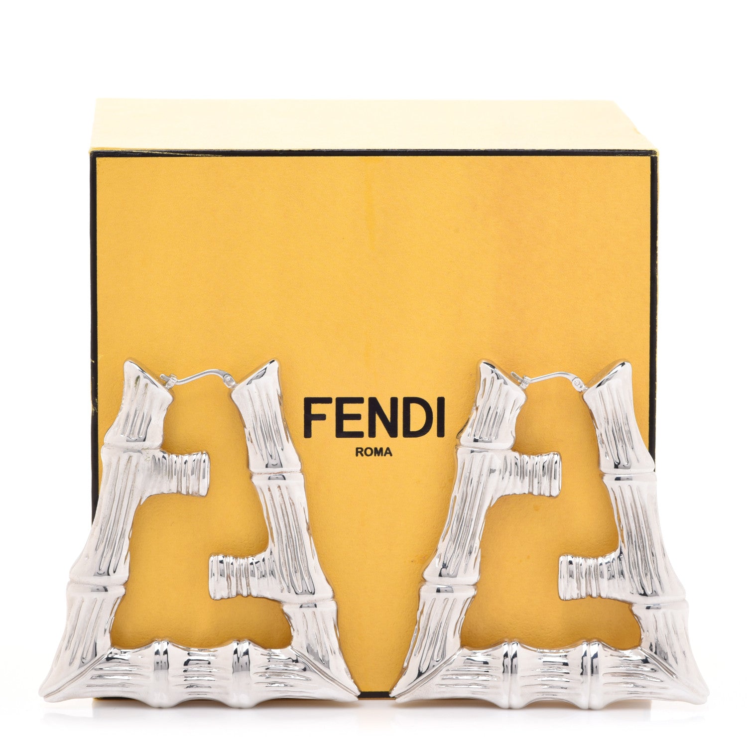 Fendi Metal FF Bamboo Hoop Earrings Silver 8 of 8