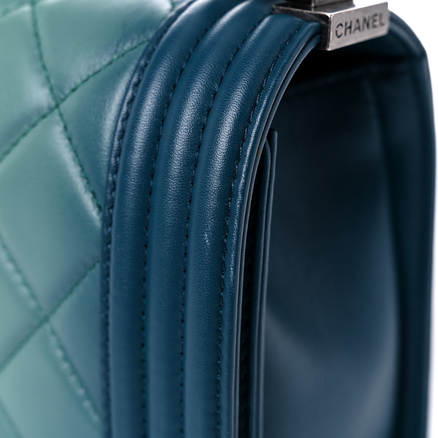 Chanel Calfskin Ombre Faded Quilted Medium Boy Flap Green 16 of 18