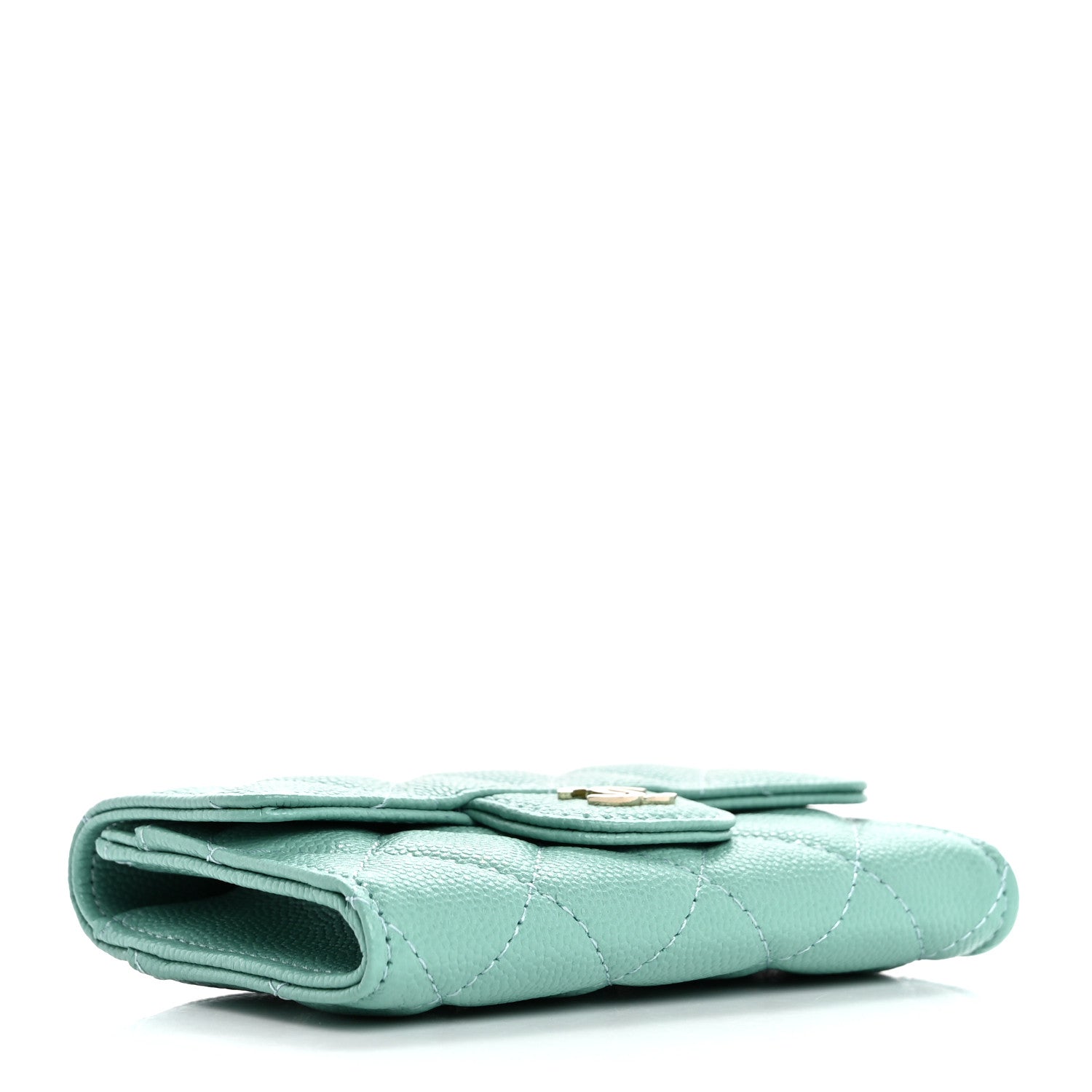 Chanel Caviar Quilted Flap Card Holder Wallet Light Green 4 of 9