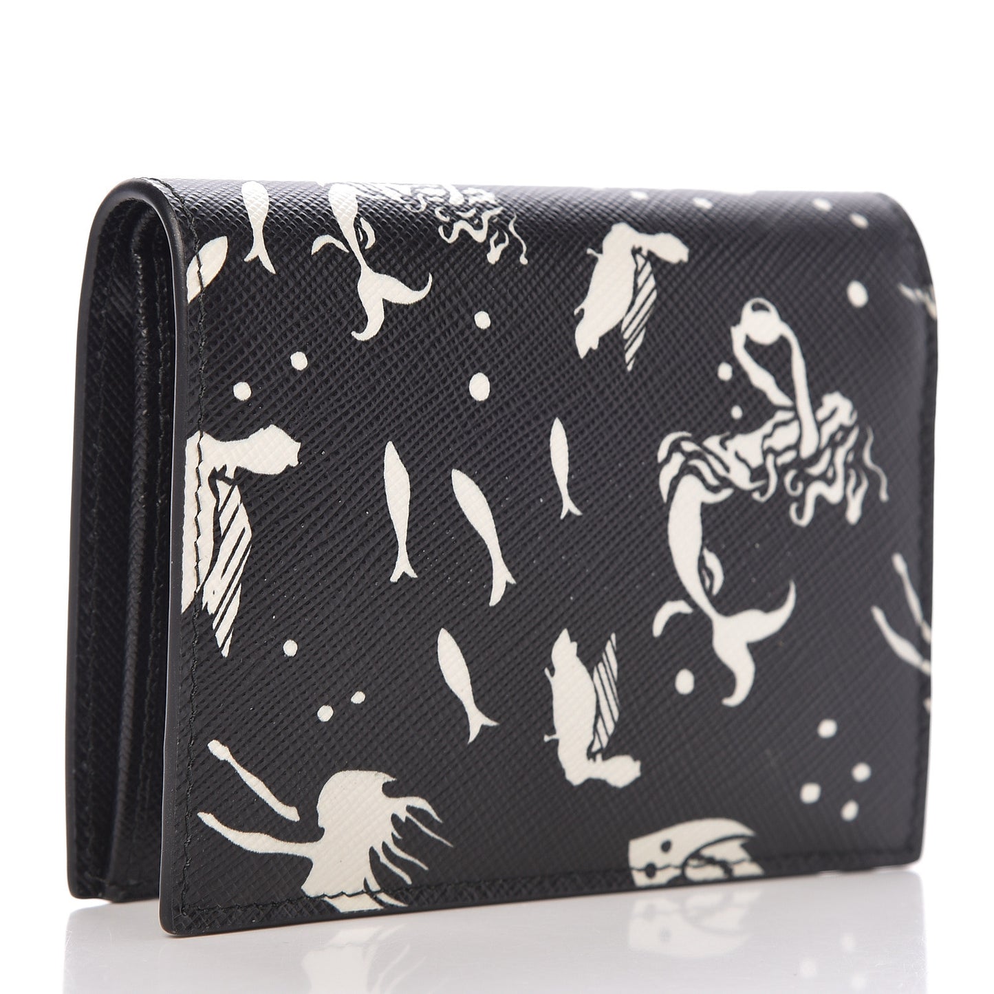 Saffiano Mermaid Print Card Holder Black