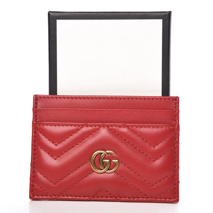 Gucci Calfskin Matelasse GG Marmont Card Holder Hibiscus Red 7 of 7