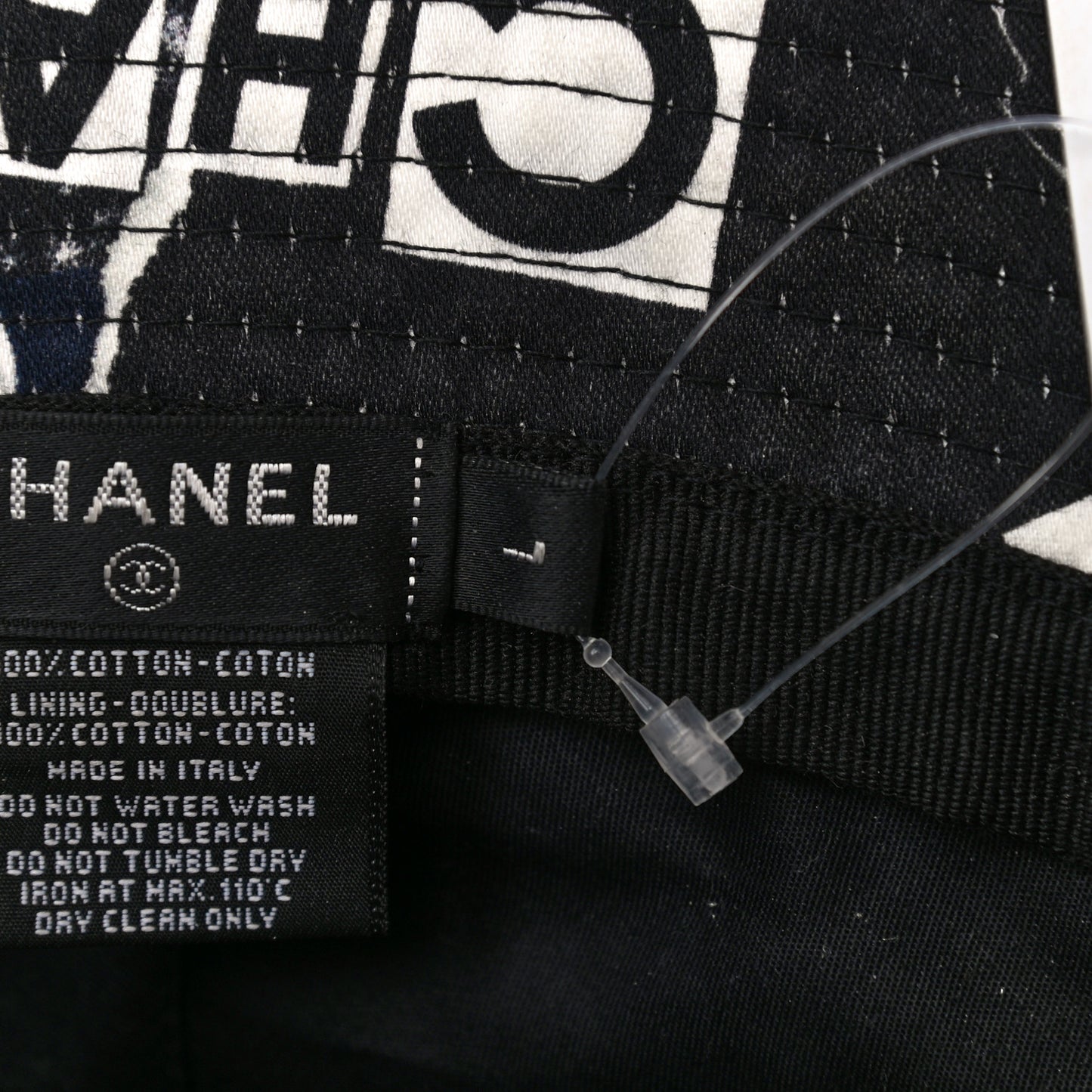 Cotton Coco Print Bucket Hat L Navy Black White