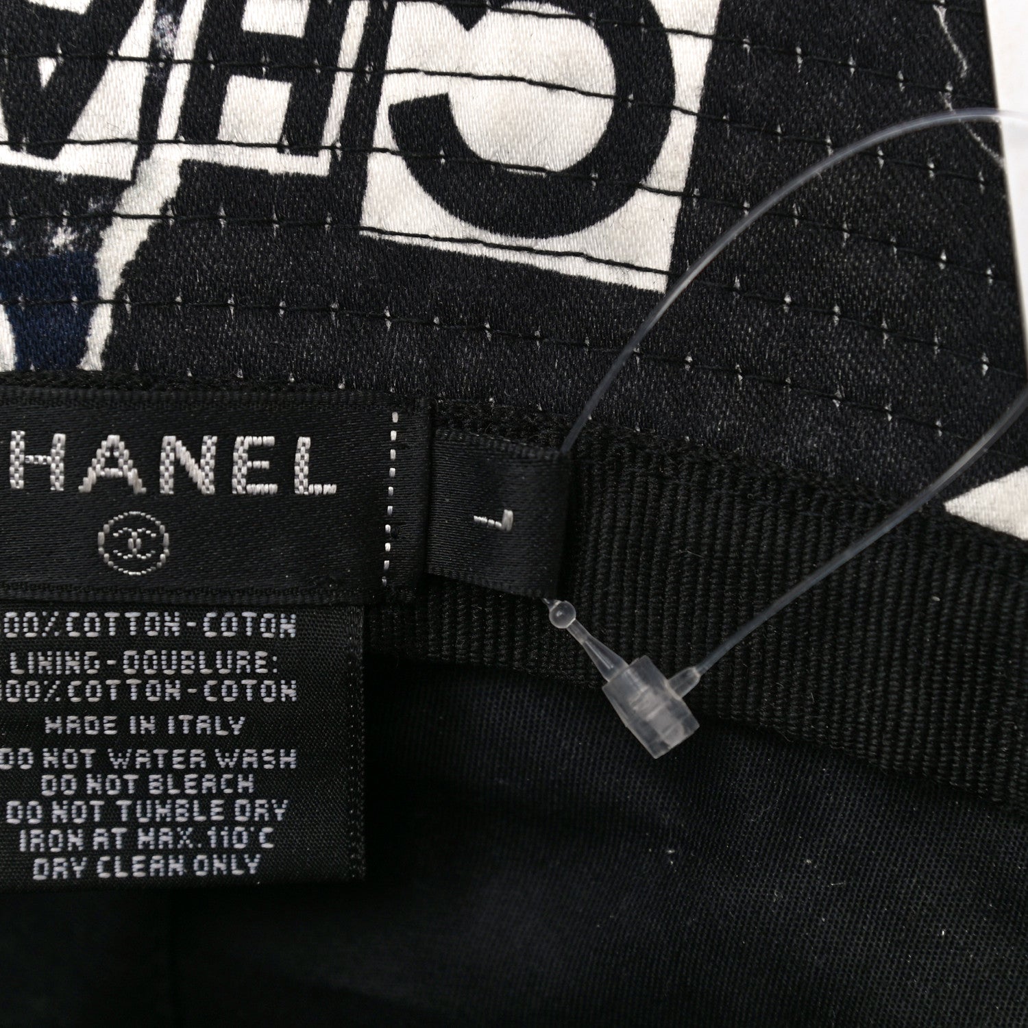 Chanel Cotton Coco Print Bucket Hat L Navy Black White 8 of 8