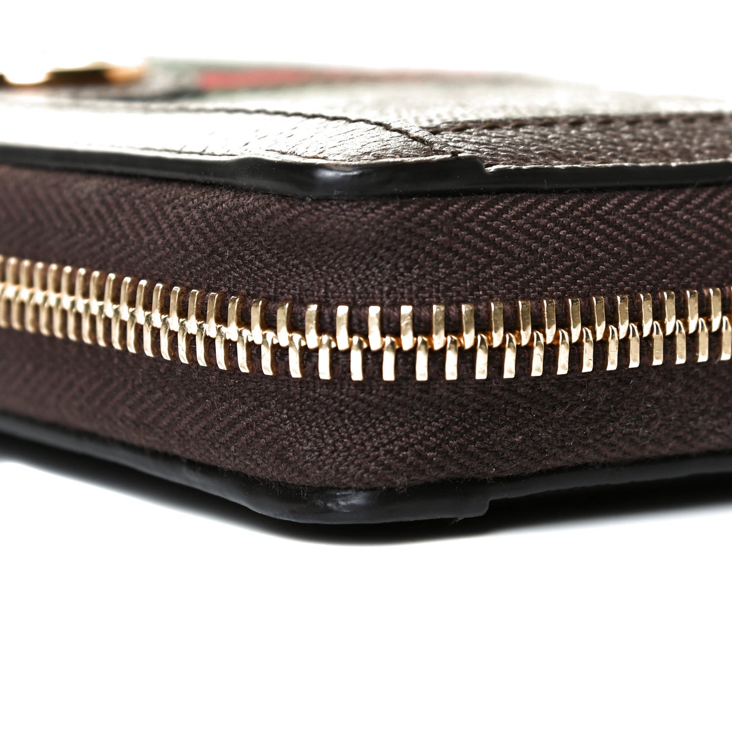 GG Supreme Monogram Web Ophidia Zip Around Wallet Brown