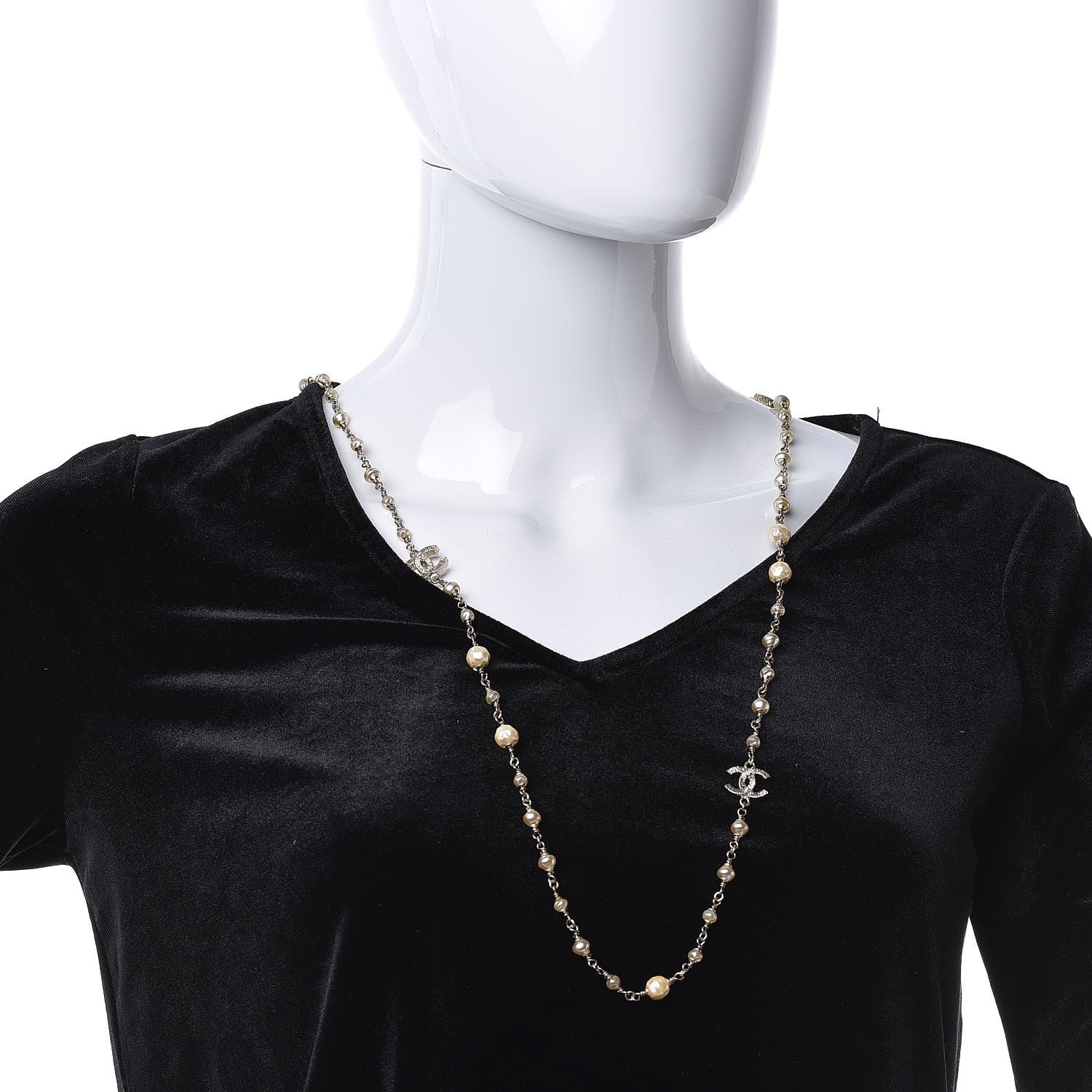 Chanel Pearl CC Long Necklace Gold 2 of 4