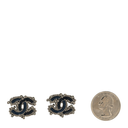 Chanel Enamel Crystal CC Earrings Blue 2 of 4