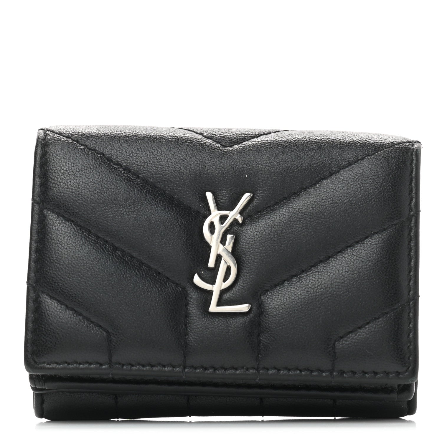 Saint Laurent Lambskin Y Quilted Monogram Loulou Tiny Wallet Black 1 of 9