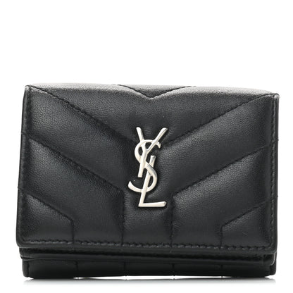 Saint Laurent Lambskin Y Quilted Monogram Loulou Tiny Wallet Black 1 of 9