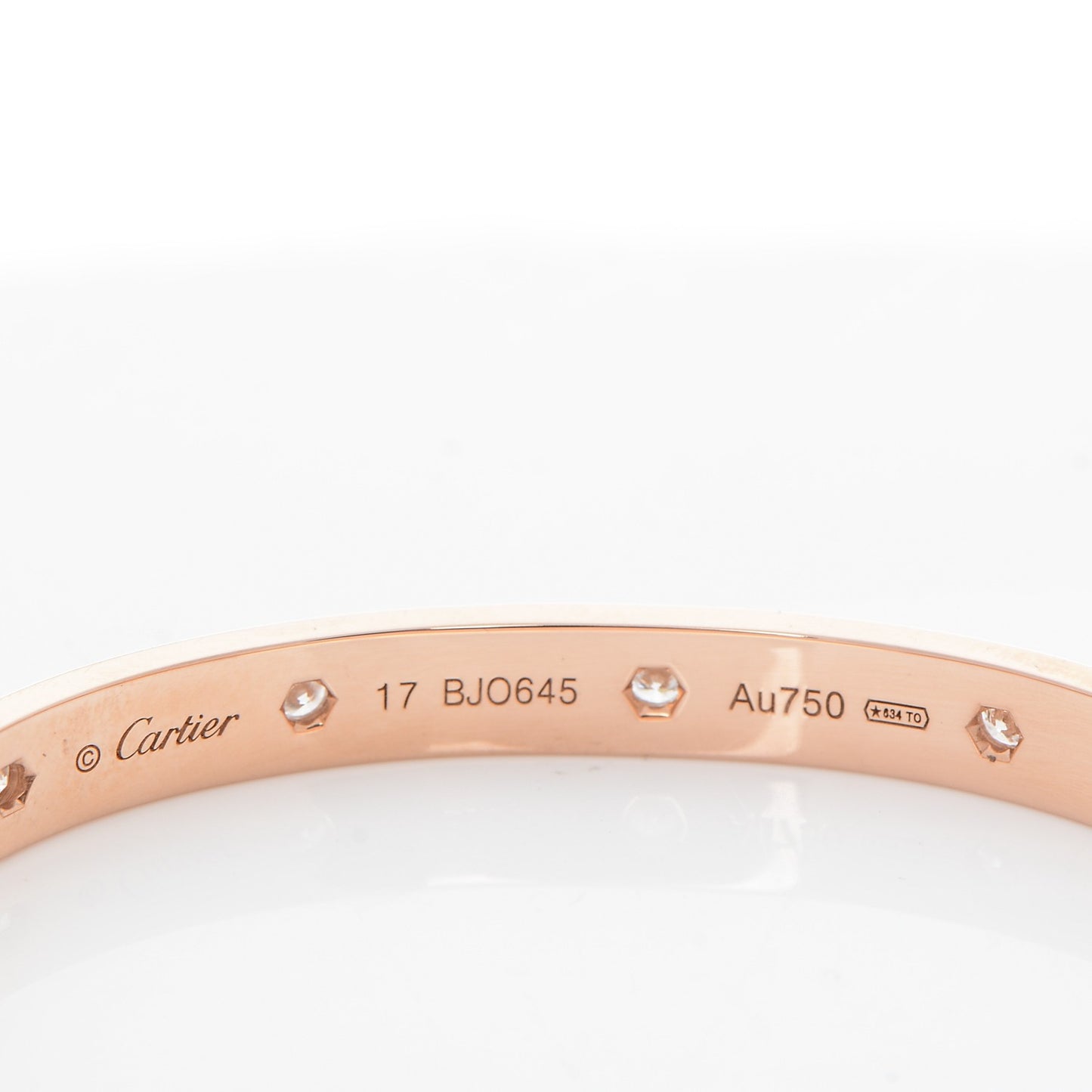 18K Pink Gold 10 Diamond LOVE Bracelet 17