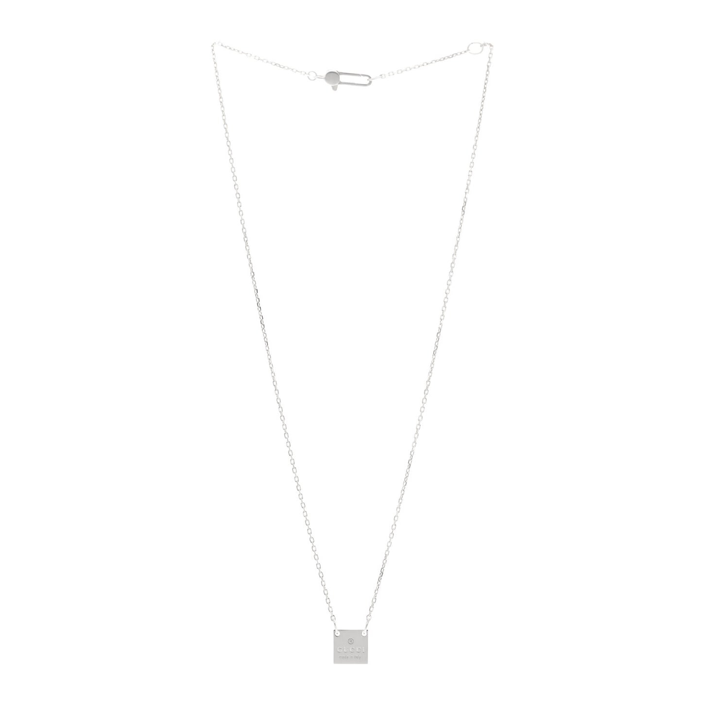 Sterling Silver Logo Square Tag Necklace