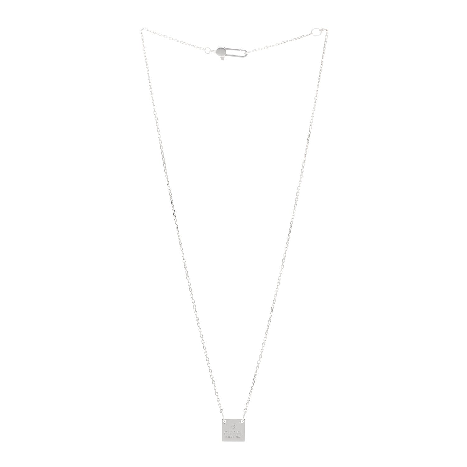 Gucci Sterling Silver Logo Square Tag Necklace 3 of 5
