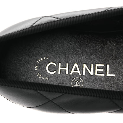 Chanel Lambskin Quilted CC Cambon Ballet Flats 41 Black White 9 of 11