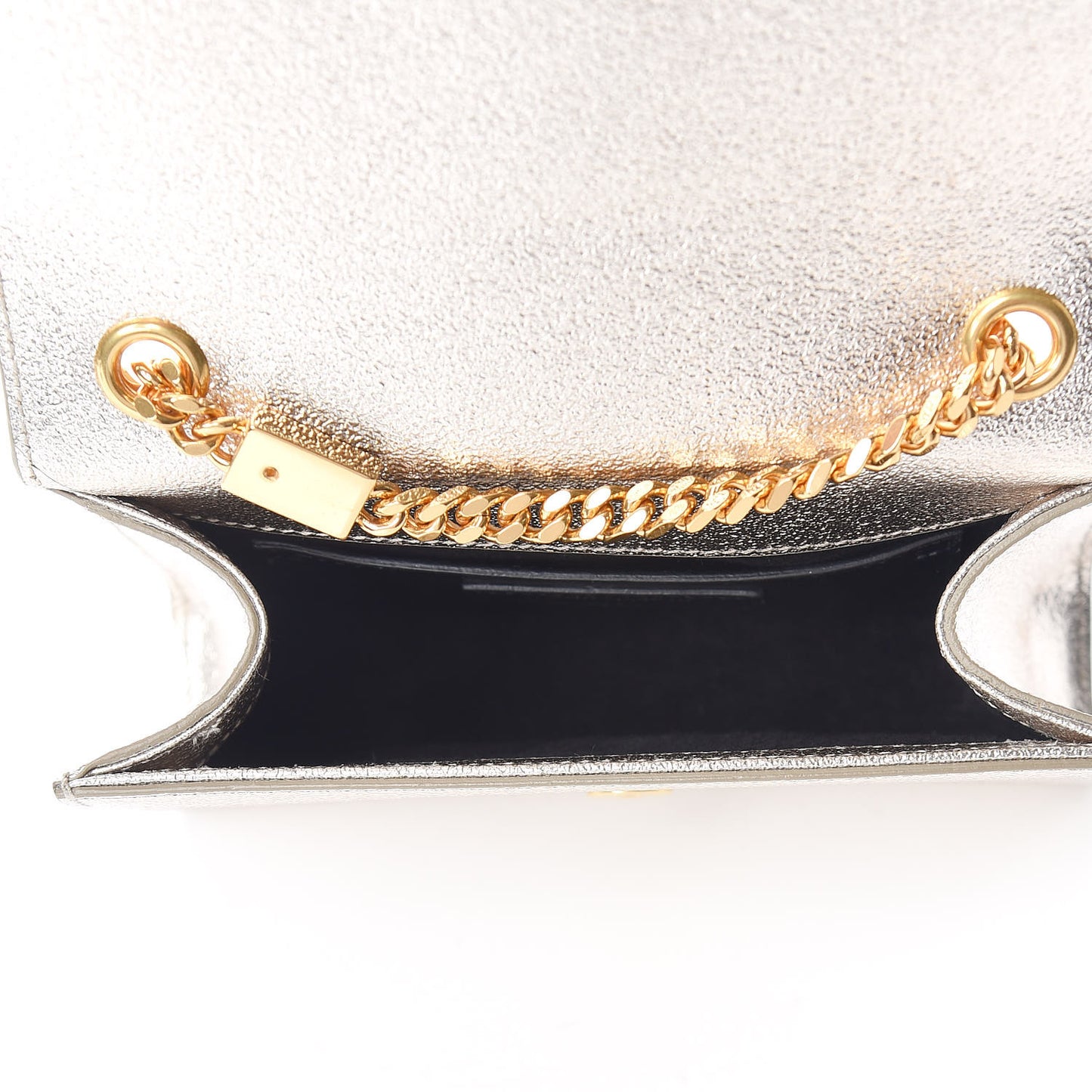 Metallic Calfskin Small Classic Monogram Kate Satchel Pale Gold