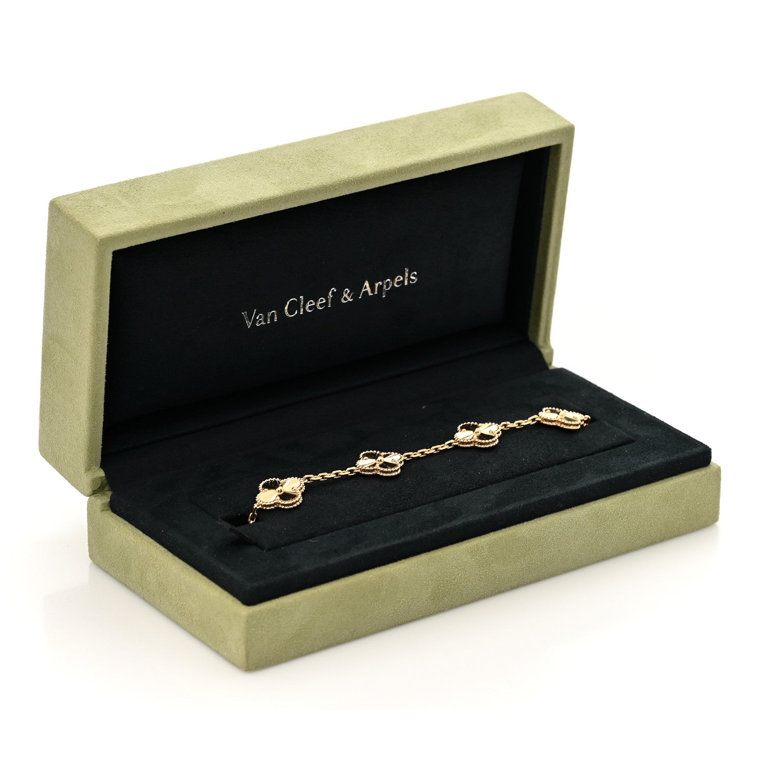 Van Cleef & Arpels 18K Yellow Gold 5 Motifs Guilloche Vintage Alhambra Bracelet 6 of 6