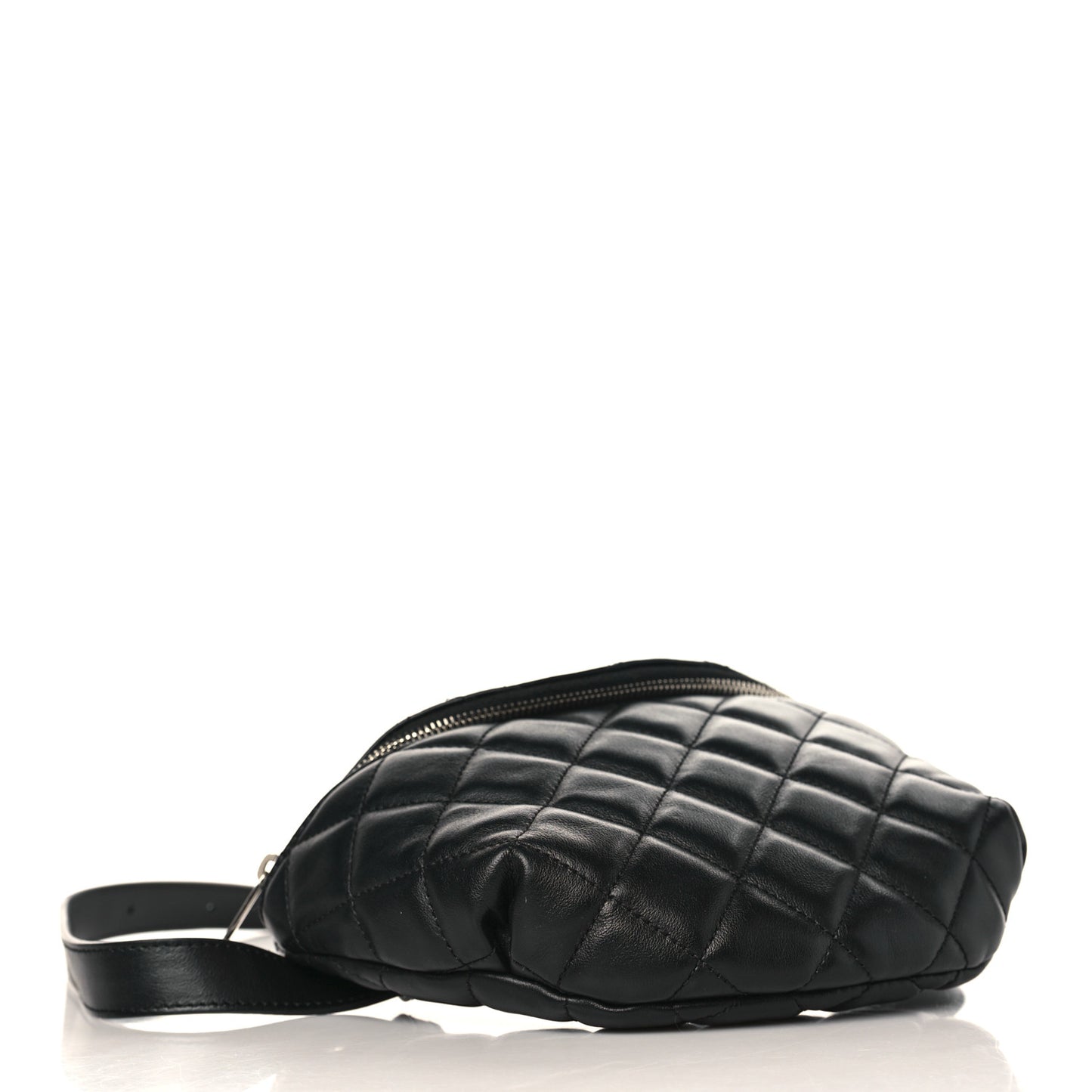 Calfskin Quilted Waist Belt Bag Black