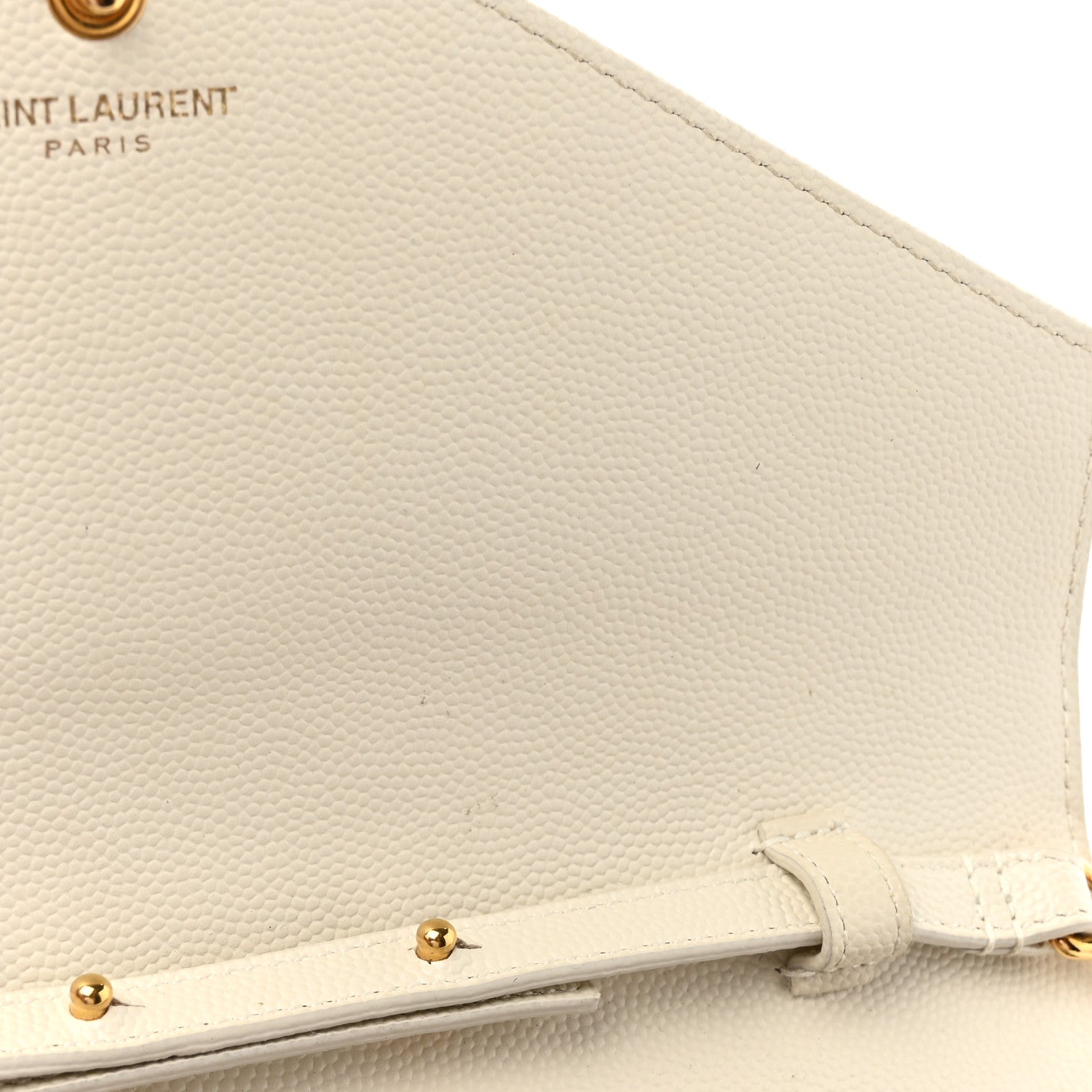 Saint Laurent Grain De Poudre Matelasse Chevron Monogram Chain Wallet Crema Soft 17 of 18