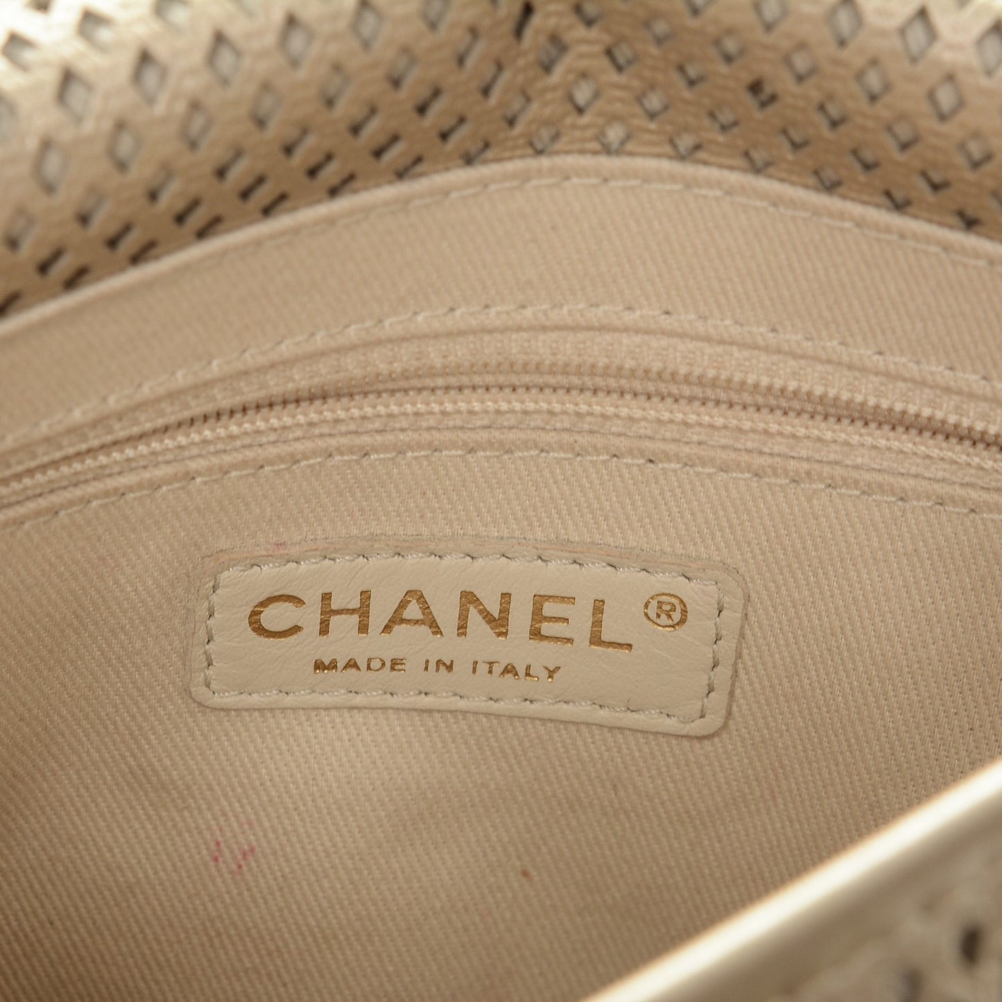Metallic Perforated Calfskin Small Up In The Air Flap Light Gold