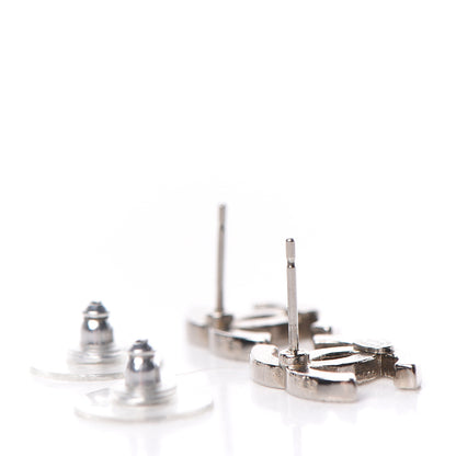 Chanel Crystal Timeless CC Earrings Silver 3 of 5