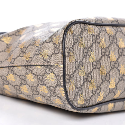 Gucci Soft GG Supreme Monogram Bees Small Crossbody Tote Beige Oro Black 13 of 14