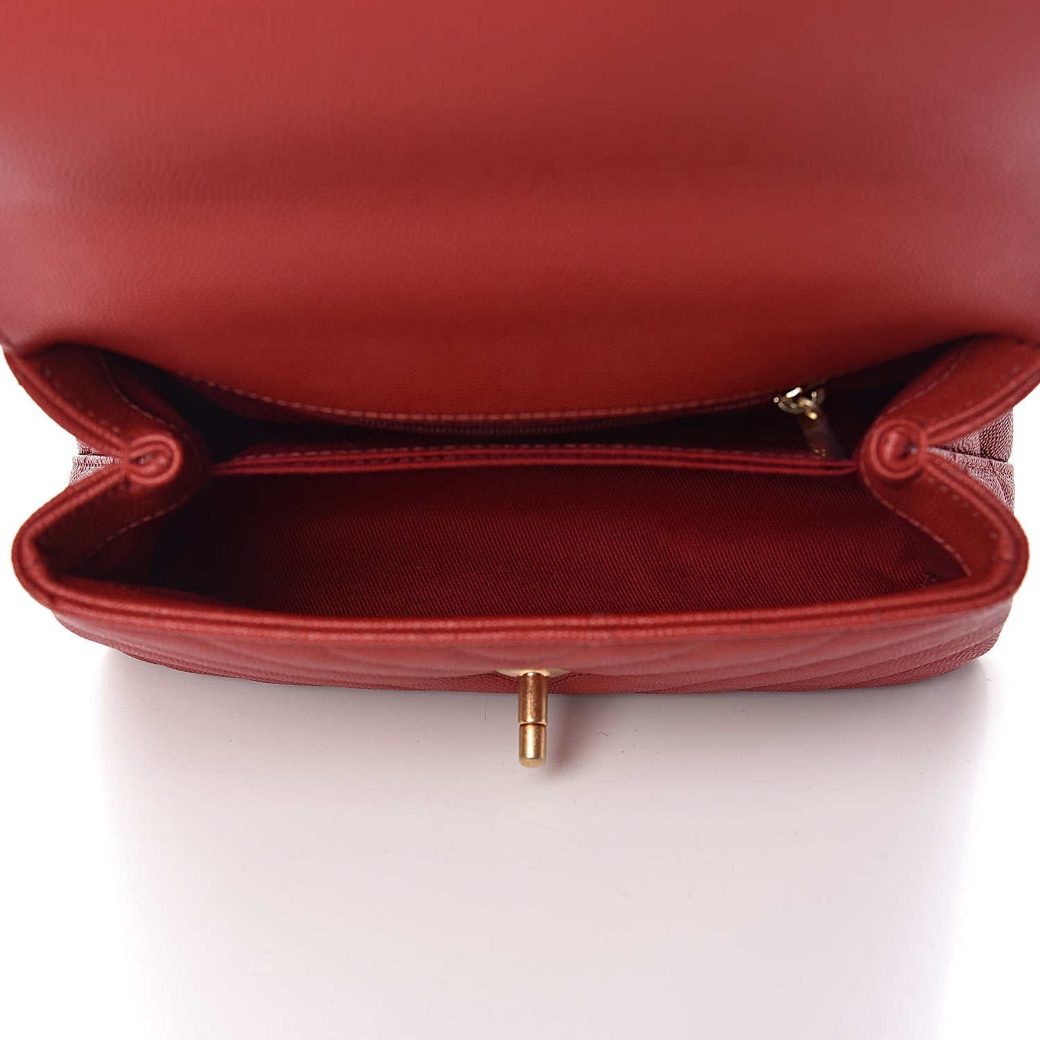 Chanel Caviar Chevron Quilted Mini Coco Handle Flap Red 5 of 10