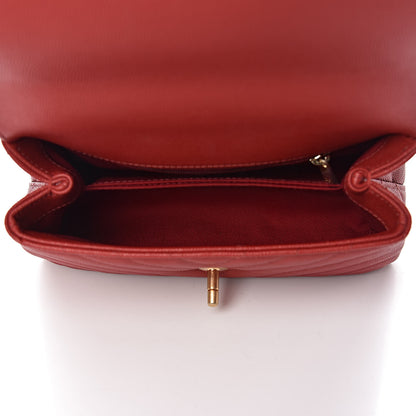 Chanel Caviar Chevron Quilted Mini Coco Handle Flap Red 5 of 10