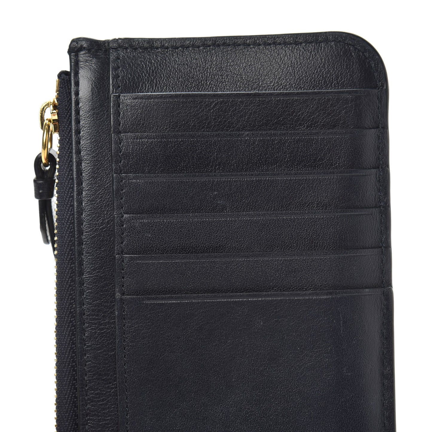 Smooth Calfskin Logo Vick Zip Card Case Full Blue