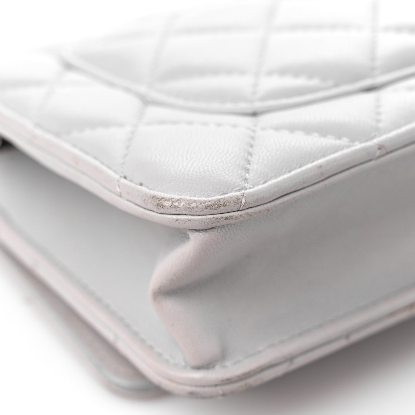 Lambskin Quilted Wallet On Chain WOC Grey