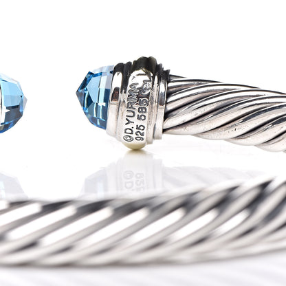 David Yurman Sterling Silver 14K Yellow Gold Blue Topaz 7mm Cable Classics Bracelet 5 of 5