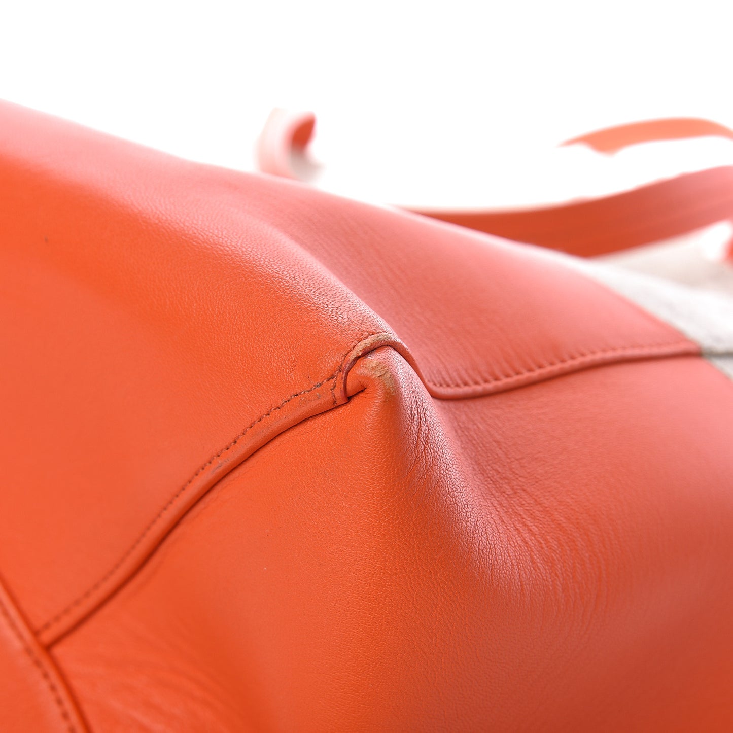 Canvas Lambskin Horizontal Bi-Color Cabas Fluo Orange