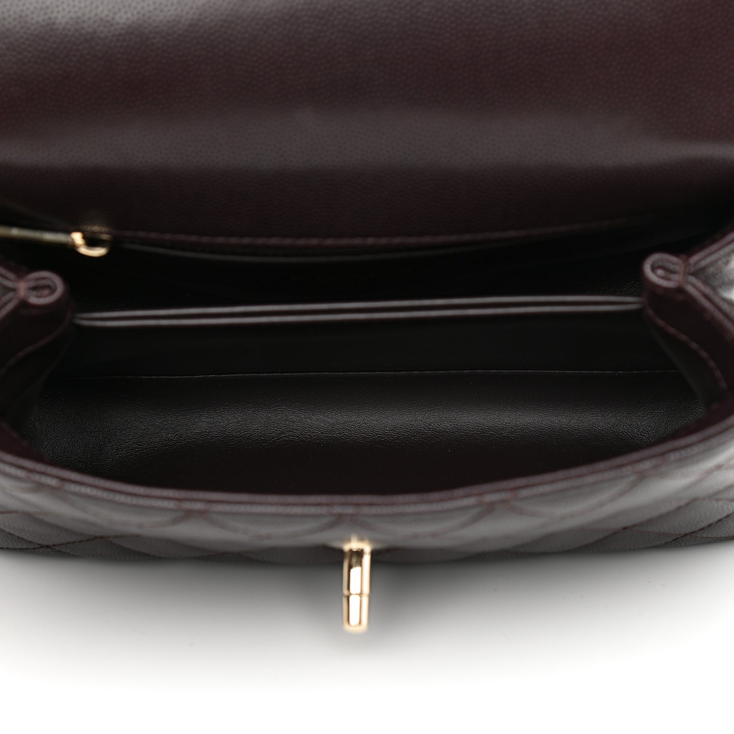 Caviar Quilted Mini Coco Handle Flap Dark Brown