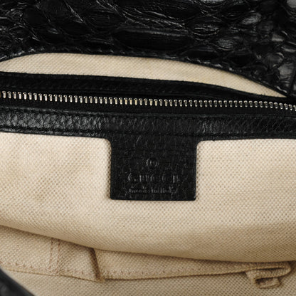 Gucci Python Large Techno Horsebit Shoulder Flap Bag Black 6 of 7