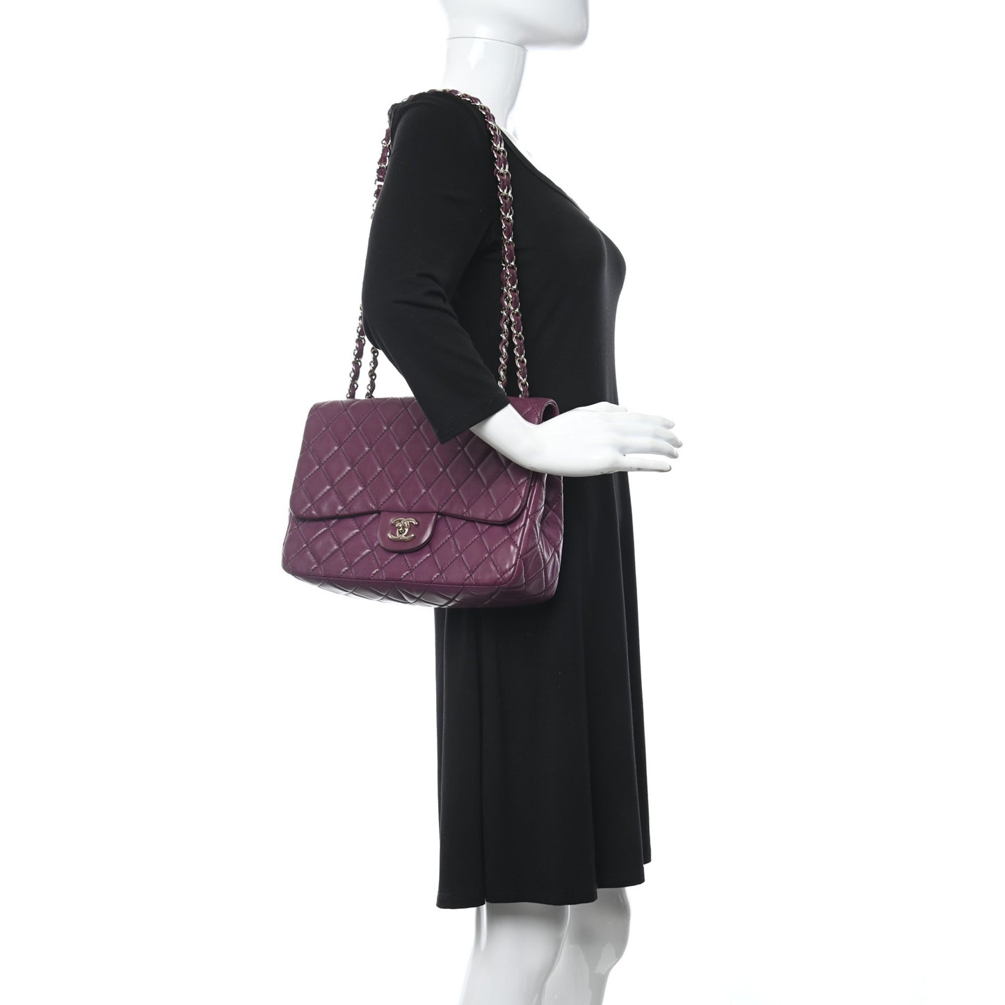 Lambskin Quilted Maxi Single Flap Purple