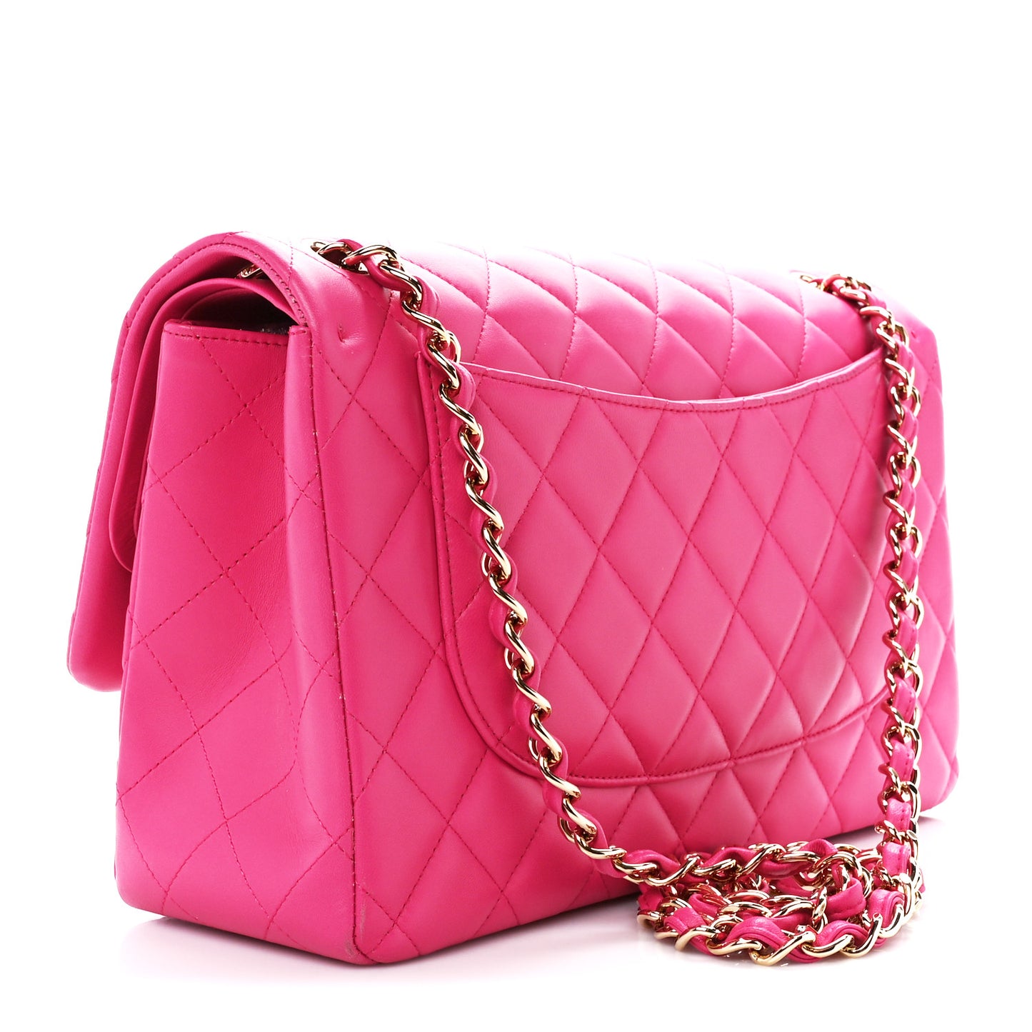 Lambskin Quilted Jumbo Double Flap Dark Pink