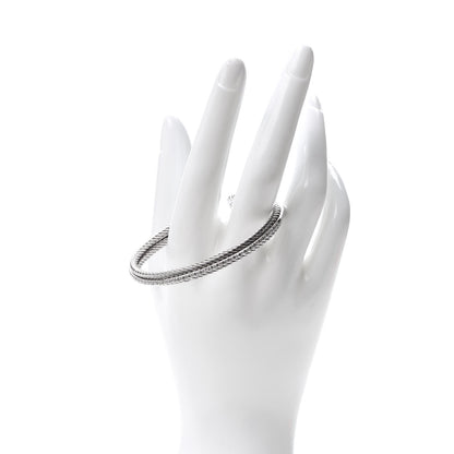 David Yurman Sterling Silver 14K White Gold Diamond 7mm Cable Classics Cuff Bracelet 2 of 4