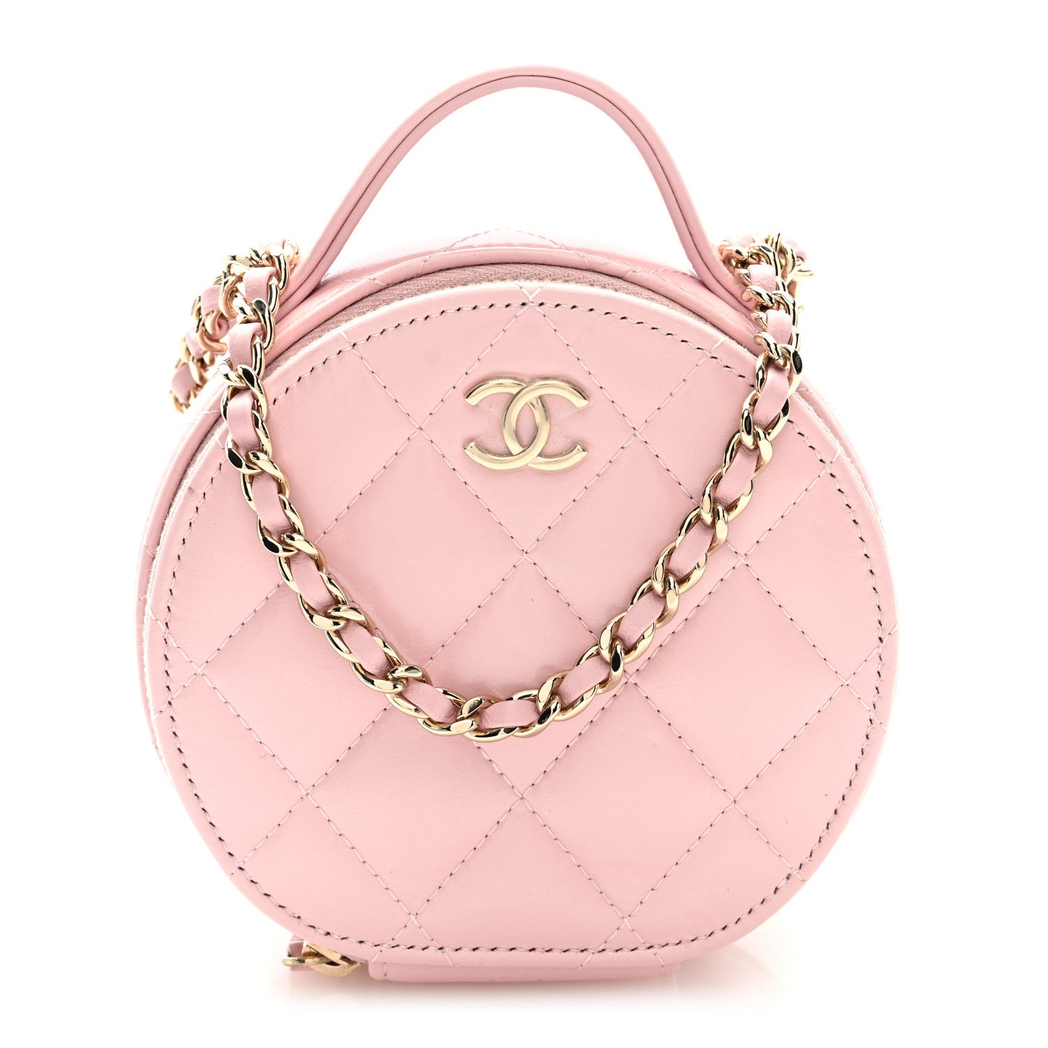 Chanel Lambskin Quilted Round Handle With Care Vanity With Chain Pink 1 of 11