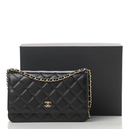 Chanel Lambskin Quilted Wallet On Chain WOC Black 14 of 14