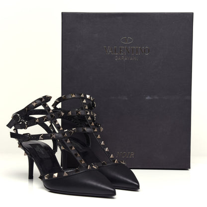 Valentino Garavani Nappa Rockstud Ankle Strap Low Heel Pumps 37 Black 10 of 10