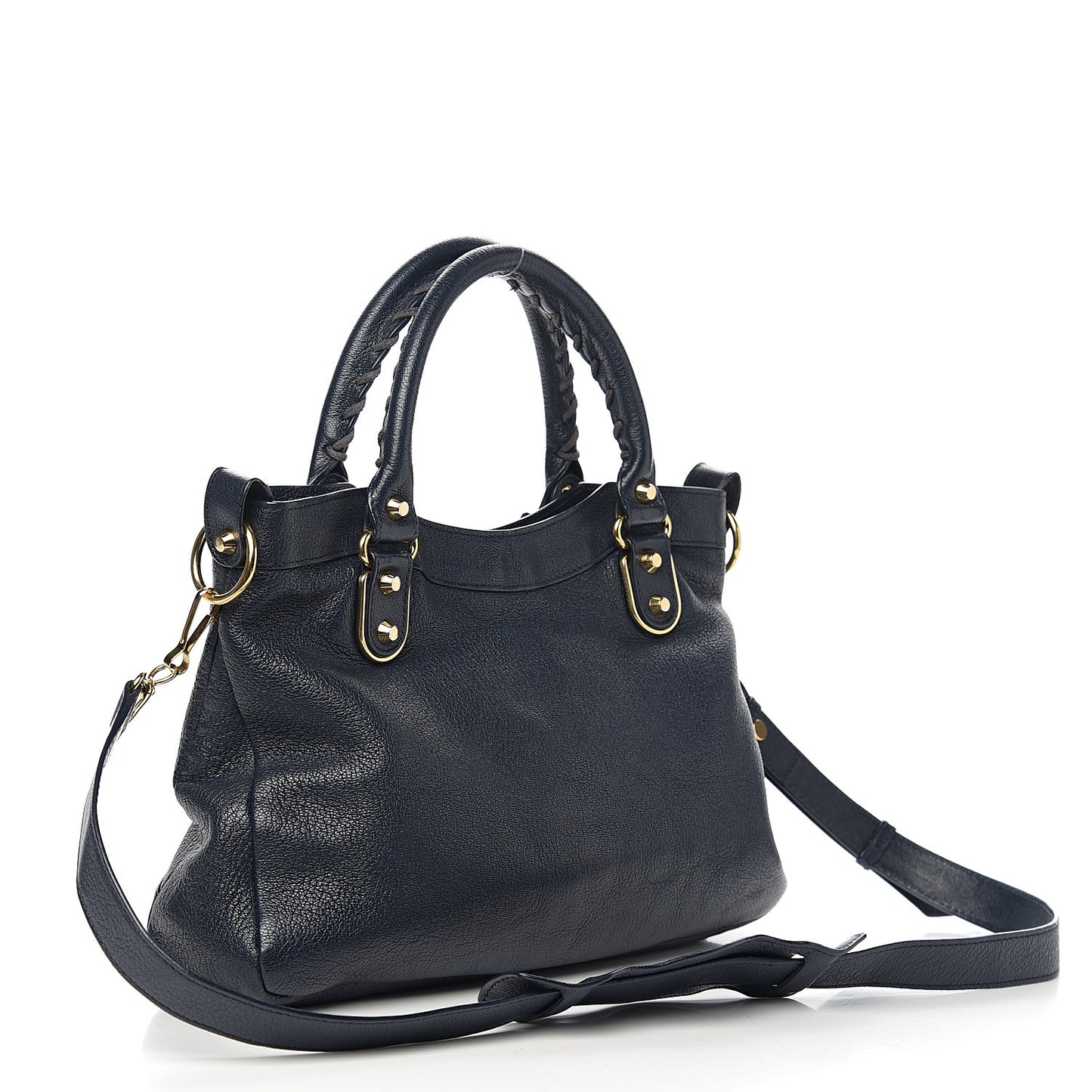 Chevre Gold Metallic Edge Hardware Town Bleu Nuit Dark Sea