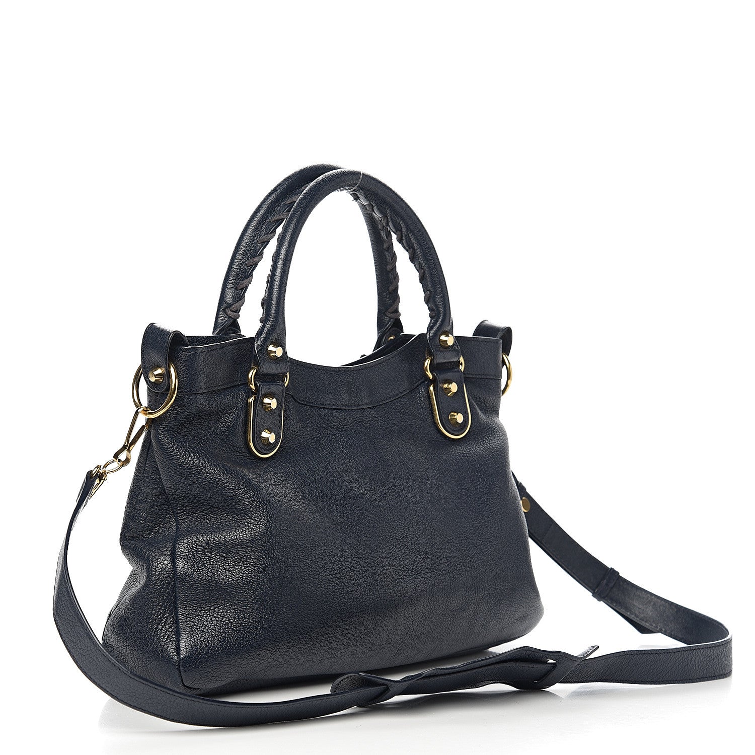 Balenciaga Chevre Gold Metallic Edge Hardware Town Bleu Nuit Dark Sea 2 of 9