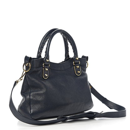 Balenciaga Chevre Gold Metallic Edge Hardware Town Bleu Nuit Dark Sea 2 of 9