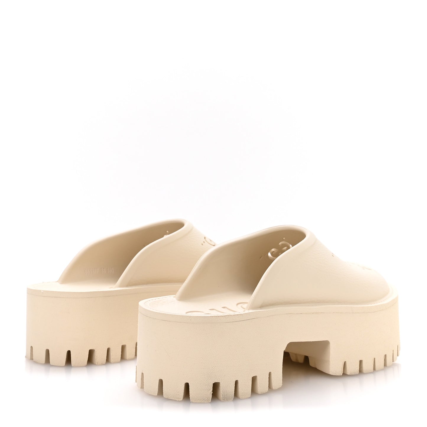 Rubber GG Monogram Perforated Elea Platform 55mm Lug Sole Sandals 38 Mystic White