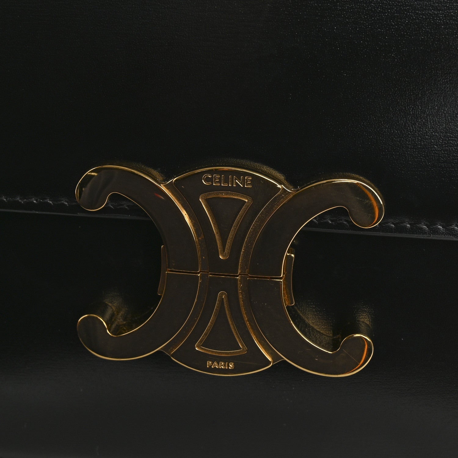 Celine Shiny Calfskin Medium Triomphe Black 12 of 13