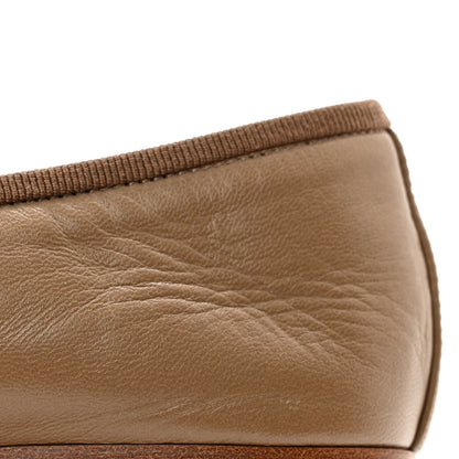 Chanel Lambskin Cap Toe CC Ballerina Flats 36.5 Beige 10 of 14