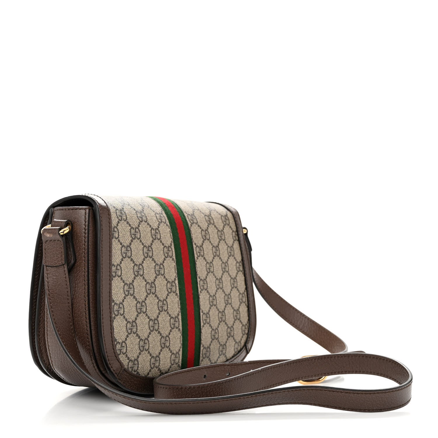 Gucci GG Supreme Monogram Web Small Ophidia Flap Messenger Bag Brown 3 of 16