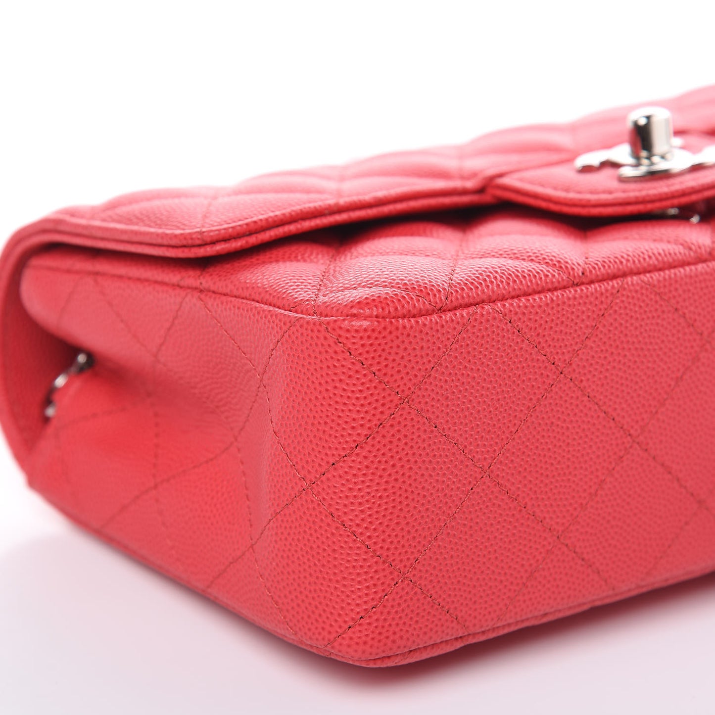 Caviar Quilted Mini Rectangular Flap Light Red