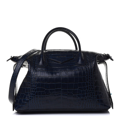Givenchy Calfskin Crocodile Embossed Large Antigona Navy 1 of 4