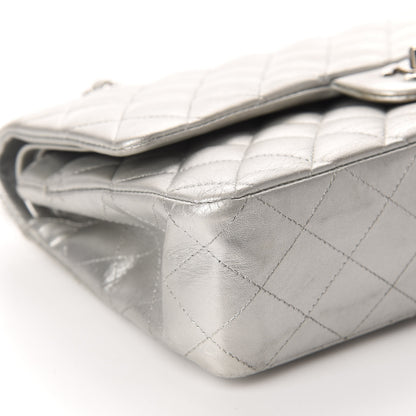 Chanel Metallic Lambskin Quilted Medium Double Flap Dark Grey 6 of 14