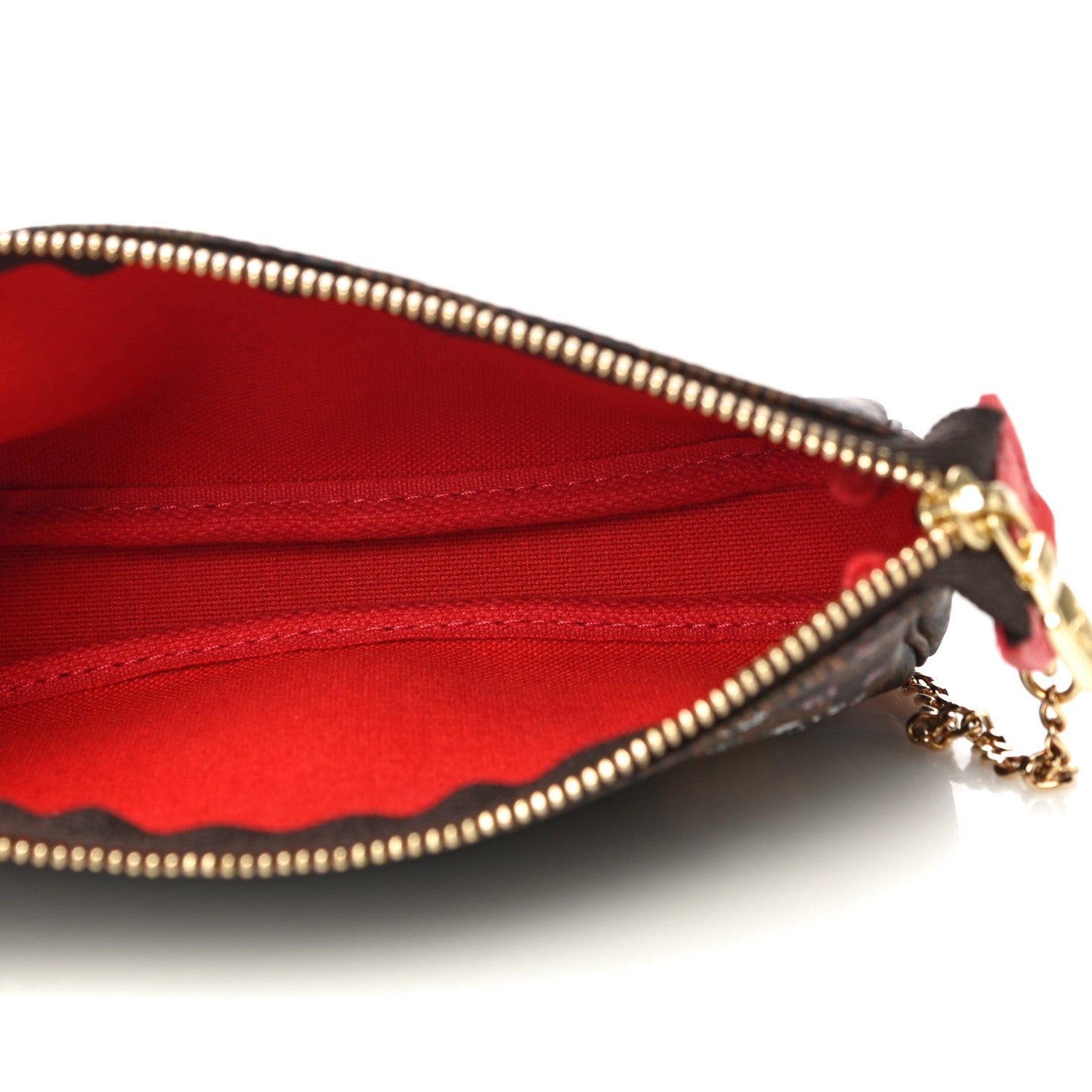 Louis Vuitton Damier Ebene 2019 Christmas Animation Mini Pochette Accessories Red 2 of 11