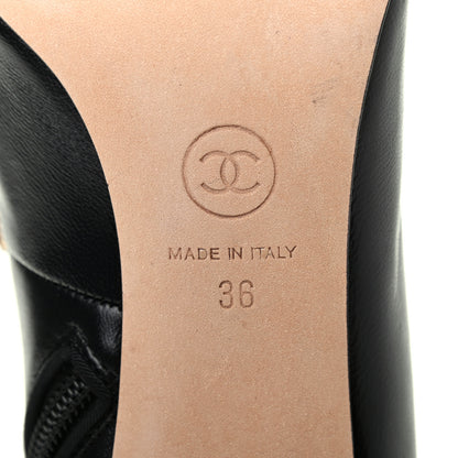 Chanel Lambskin Grosgrain Cap Toe Pearl Ankle Boots 36 Black 6 of 10